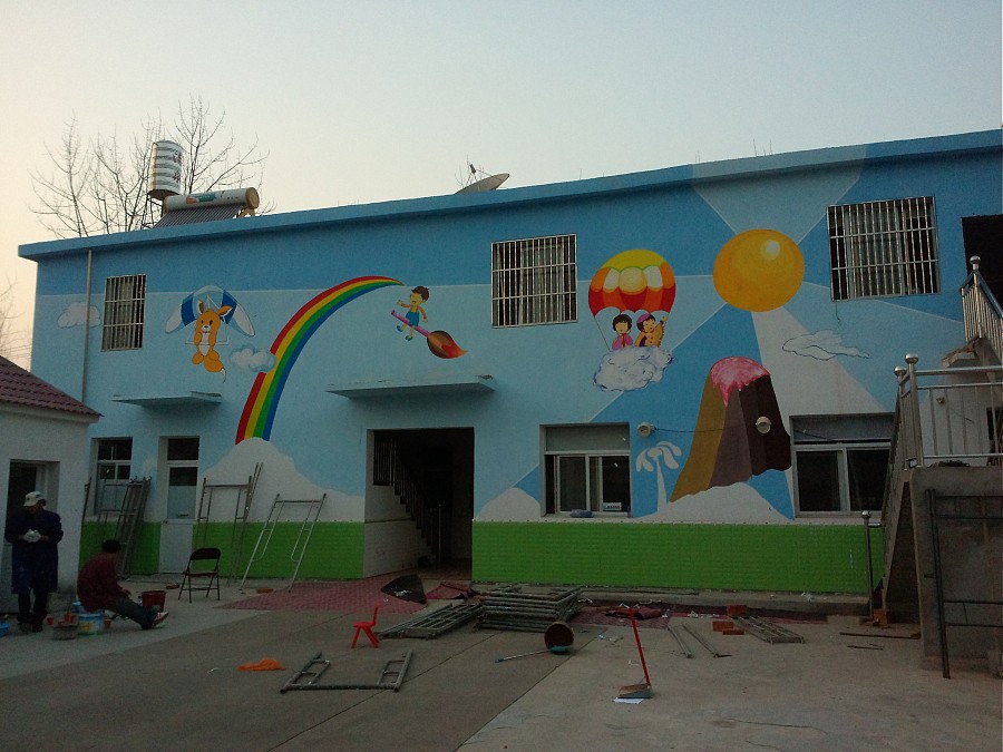 六安农村小学改幼儿园彩绘施工案例|墙绘/立体画|其他|非鱼墙体彩绘广告 - 原创设计作品 